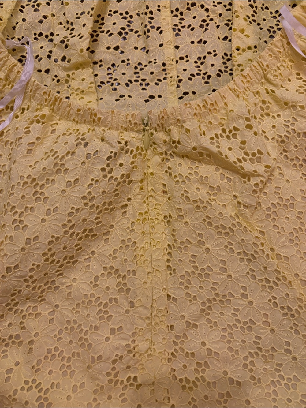 Nina Ricci Yellow Eyelet Midi Dress with Halter straps - Picture 4 of 12